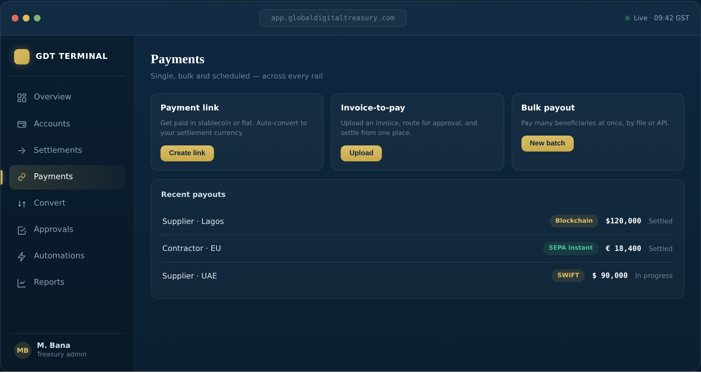 GDT Terminal — Payments